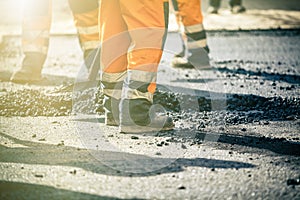 Teamwork on road construction