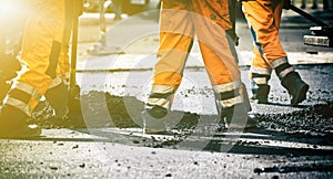 Teamwork on road construction