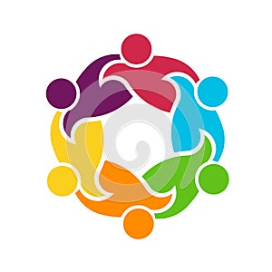 Teamwork Round Circle of 6 People Group Illustration