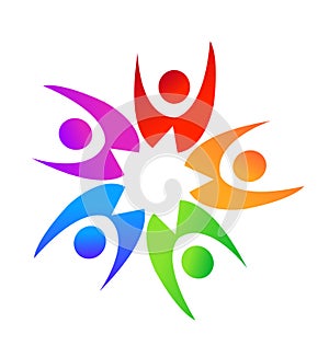 Teamwork star shape people logo