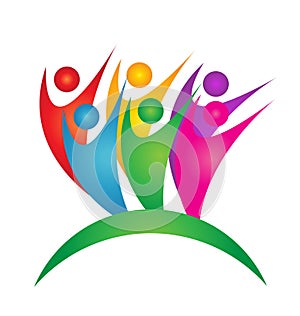 Teamwork success group of people logo photo