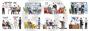 Teamwork or team building, office business meeting