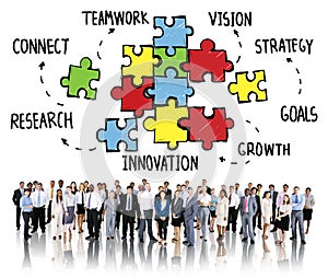 Teamwork Team Connection Strategy Partnership Support Puzzle Con