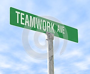 Teamwork Themed Street Sign