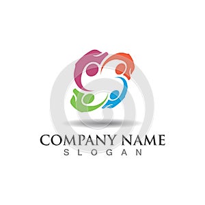 Teamwork union logo community, grup and people vector template