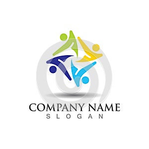 Teamwork union logo community, grup and people vector template