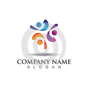 Teamwork union logo community, grup and people vector template
