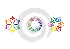Teamwork union logo, heart of human union logo