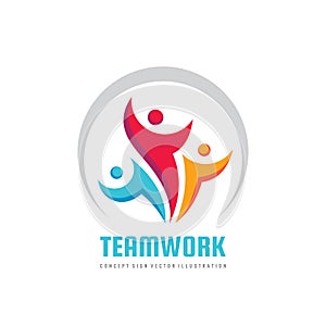 Teamwork vector business logo template creative illustration. People group sign. Social media symbol. Friendship concept.