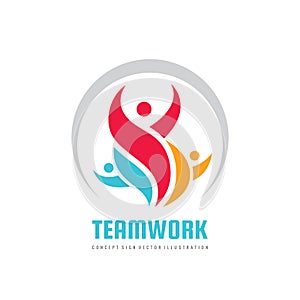 Teamwork vector business logo template creative illustration. People group sign. Social media symbol. Friendship concept.
