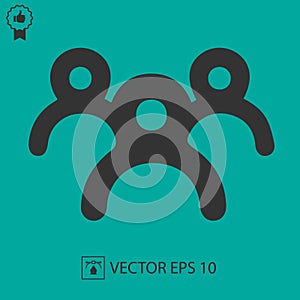 Teamwork vector icon eps 10. Three businessman silhouette. Team of people