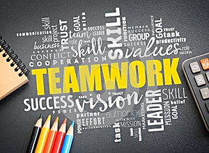 Teamwork word cloud collage, business concept