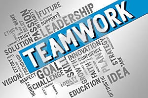 Teamwork word cloud collage, business concept background