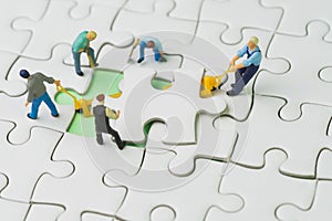 Teamwork, work as team for business success concept, miniature w photo