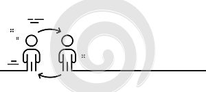 Teamwork workflow line icon. Business partnership sign. Minimal line pattern banner. Vector