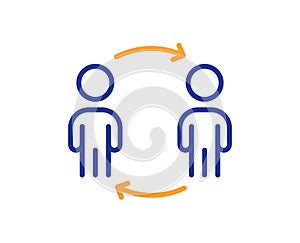Teamwork workflow line icon. Business partnership sign. Vector