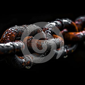 Teamworks visual representation Interlocked and rusted chains symbolize strength