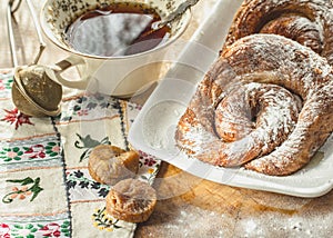 Teaparty with zeeuwse bolus. Zeeuwse bolussen is a sweet pastry origin from the Dutch province of Zeeland and also French