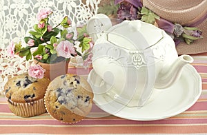 Teapot With Blueberry Muffins