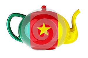Teapot with Cameroonian flag, 3D rendering