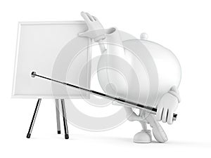 Teapot character with blank whiteboard