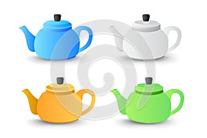 Teapot collection with different colors Vector Illustration