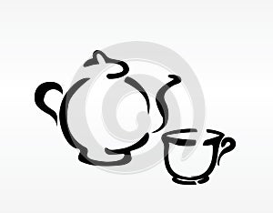 Teapot and cup
