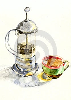 Teapot and cup