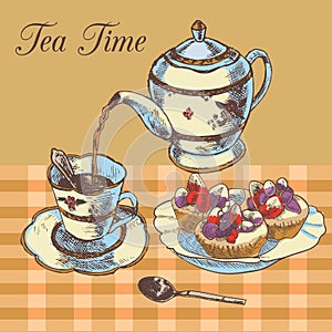 Teapot and cup english tea