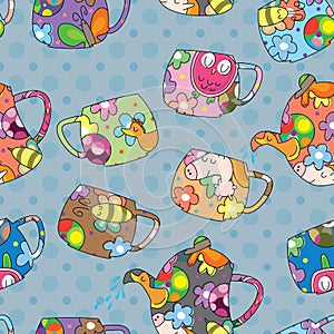 Teapot Cup Seamless Pattern_eps