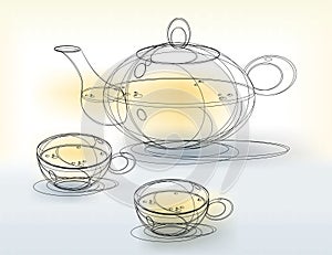 Teapot and Cups Sketch