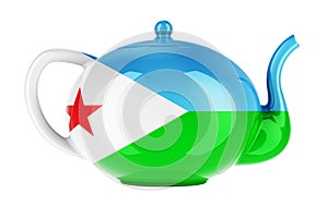 Teapot with Djiboutian flag, 3D rendering photo