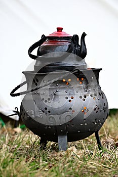 teapot on the hearth outdoor