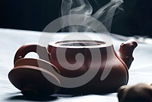 Teapot with hot water