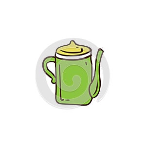 Teapot icon and background with flat design