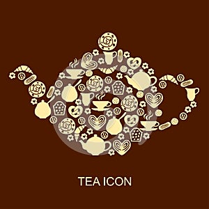 Teapot icon on brown background