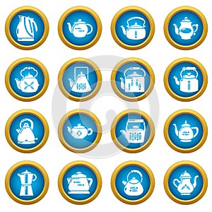 Teapot icons set, simple style