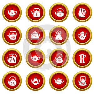 Teapot icons set, simple style