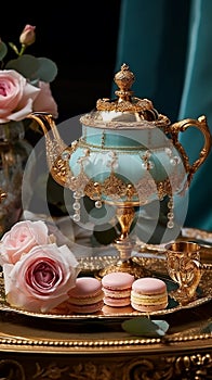 teapot, porcelain, tea, cup, drink, antique, vintage