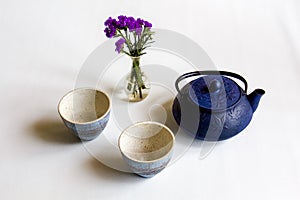 Teapot set in blue