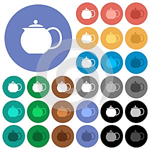 Teapot solid round flat multi colored icons photo