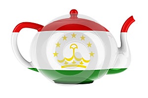 Teapot with Tajik flag, 3D rendering