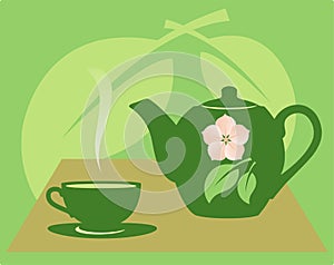 Teapot with a tea cup.