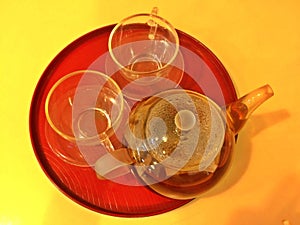 Teapot and teacups