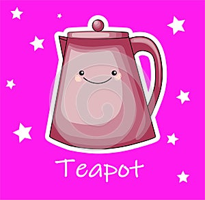 Teapot. Vector isolated graphic design element. cute cartoon