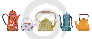 Teapots Collection, Vessels Designed For Steeping And Serving Tea Typically Made From Ceramic, Porcelain, Glass Or Metal