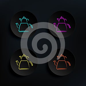 Teapots dark badge color set icon. Simple thin line, outline vector of tea icons for ui and ux, website or mobile application
