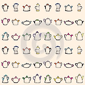 Teapots. Seamless pattern