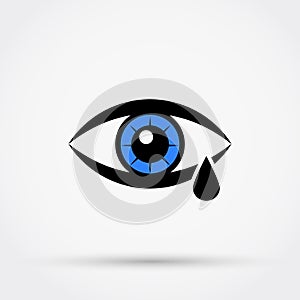 Tear cry eye vector icon.