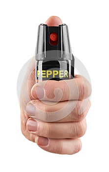 Tear gas or pepper spray in hand photo